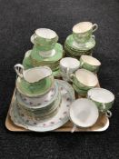 A tray of Paragon Bordeaux part tea service together with a New Chelsea part tea service