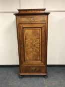 A nineteenth century inlaid mahogany side cabinet fitted with two drawers, width 74 cm.