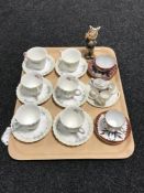 A tray of Hummel figure, six Royal Doulton The Picardy cups and saucers,