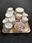 A tray of 20 piece Tuscan bone china tea service together with a 20 piece Lorrie and Company tea