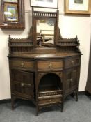 An aesthetic style oak mirrored sideboard,