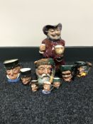 A collection of nine assorted Royal Doulton character jugs,