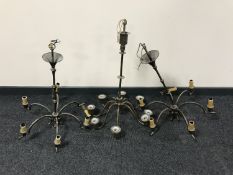 Three continental brass light fittings