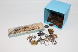 A collection of costume jewellery and silver dress rings,
