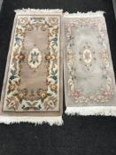 Two fringed Chinese wool rugs