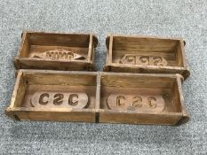 Three wooden brick moulds