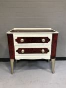 A mid twentieth century painted two drawer chest