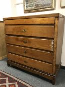 A 19th century oak five drawer chest,