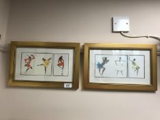 Three gilt framed Paul Colin prints depicting dancers