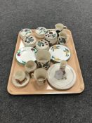 A tray containing Goss pieces, a Goss china trinket set,
