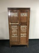 An early 20th century gentleman's oak wardrobe,
