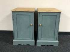 A pair of reclaimed pine painted cupboards