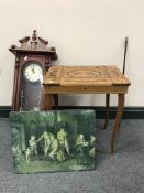 A Victorian style music table, a wall clock,