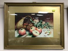 A pair of gilt framed watercolour studies, still life, signed J.P.
