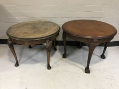Two circular mahogany occasional tables