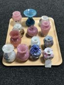 A tray of twelve art glass vases CONDITION REPORT: Several are by Mdina.