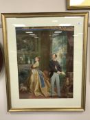 Twentieth century school : Victoria and Albert in palace interior, watercolour, 54 cm x 69 cm,