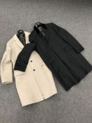 A gentleman's Crombie three quarter length coat together with a Reiss three quarter length coat