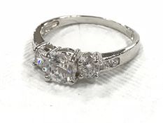 A silver cz tiered dress ring