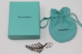 A Tiffany & Co sterling silver leaf brooch,