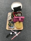 A tray containing costume jewellery, jewellery boxes,