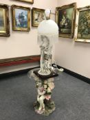 A Juliana Collection figured table lamp with glass shade and a flower fairy lamp table