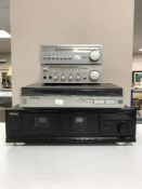 Technics turntable with a TEAC double cassette deck,