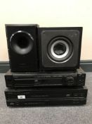 A Denon five disc CD player,