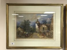 Edward Richardson (1810-1874) : Italian Village, watercolour, signed, dated 1855, 26 cm x 39 cm,