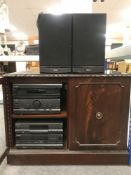 A set of mahogany shelves,