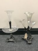 Two silver plated epergnes