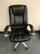 An executive high backed swivel office armchair