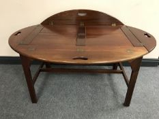 A mahogany butler's tray of stand
