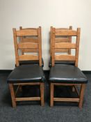 A set of eight pine ladder back dining chairs