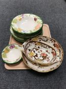 A tray of Masons brown velvet fruit bowl and dish,