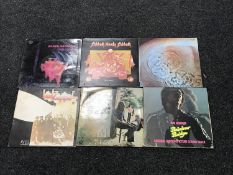 Seven boxes of LP albums with a box of singles including Led Zeppelin, Black Sabbath,