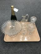 A tray of crystal decanter,