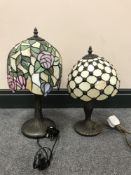 Two Tiffany style table lamps with shades