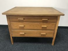 An oak three drawer plan chest