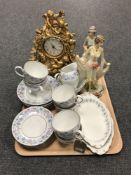 A tray consisting of a Polish china tea service, two Royal Albert memory lane shallow dishes,