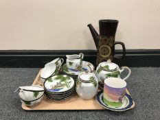 A tray of Japanese egg shell tea service and a Denby coffee pot (no lid)