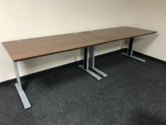 A pair of contemporary office desks,