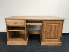 A pine knee hole computer desk