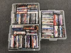 Five boxes containing assorted DVD's