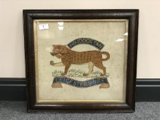 A Royal Leicestershire Regiment embroidered panel - Leicester Hindustan,