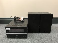 A Sony DAB micro Hi-Fi component system with speakers