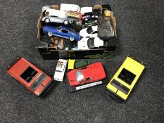 Two boxes of assorted die cast vehicles