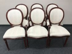 A set of six contemporary Victorian style dining chairs (two carvers plus four singles)