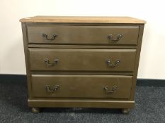 An early 20th century pine three drawer chest