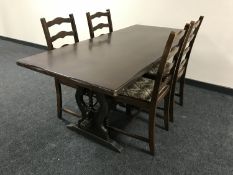 An oak refectory dining table,